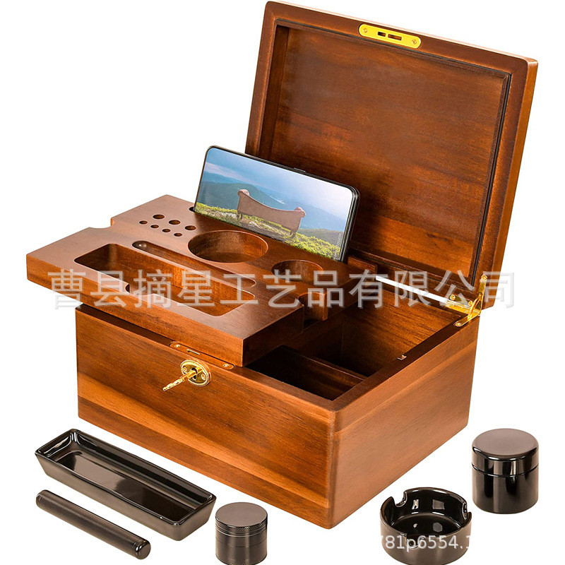 定制厂家珠宝收纳盒带锁钥匙家用储物收纳装饰盒实木木盒