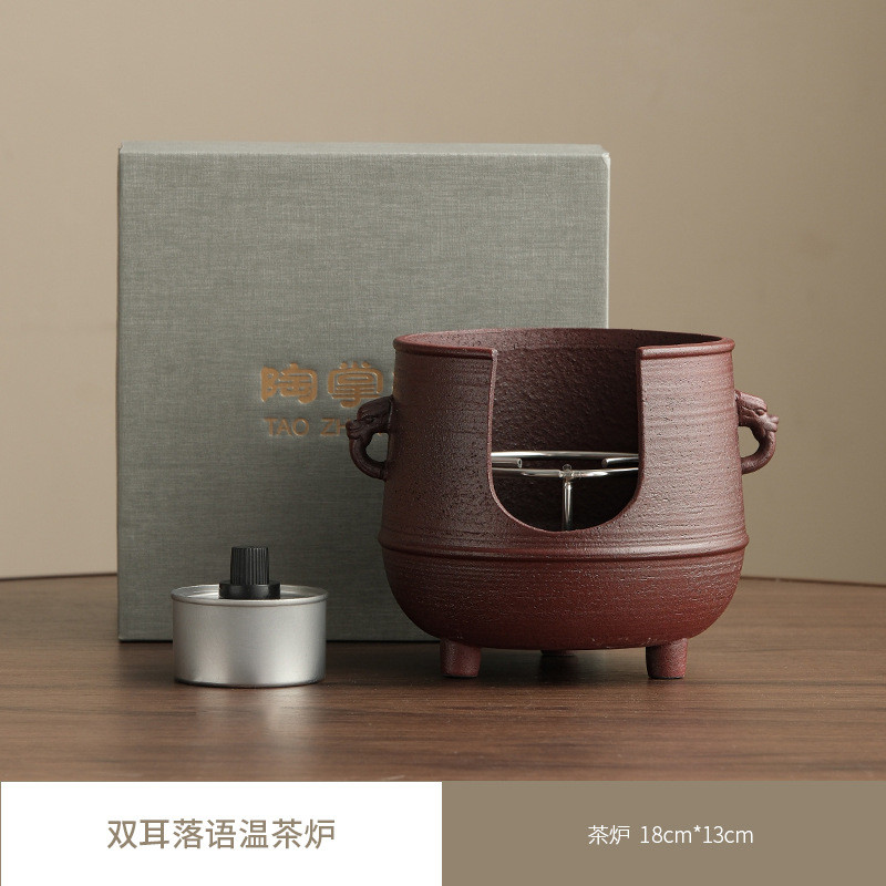 在瓷带盖侧把烤茶罐粗陶罐罐茶土煮茶器公道杯陶家用煮茶壶烤茶炉