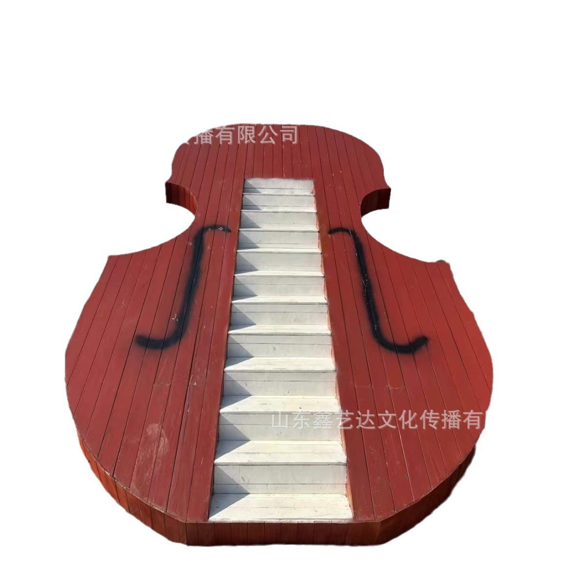 大提琴天梯打卡装饰摆件户外景区公园互动拍照美陈定制道具厂家