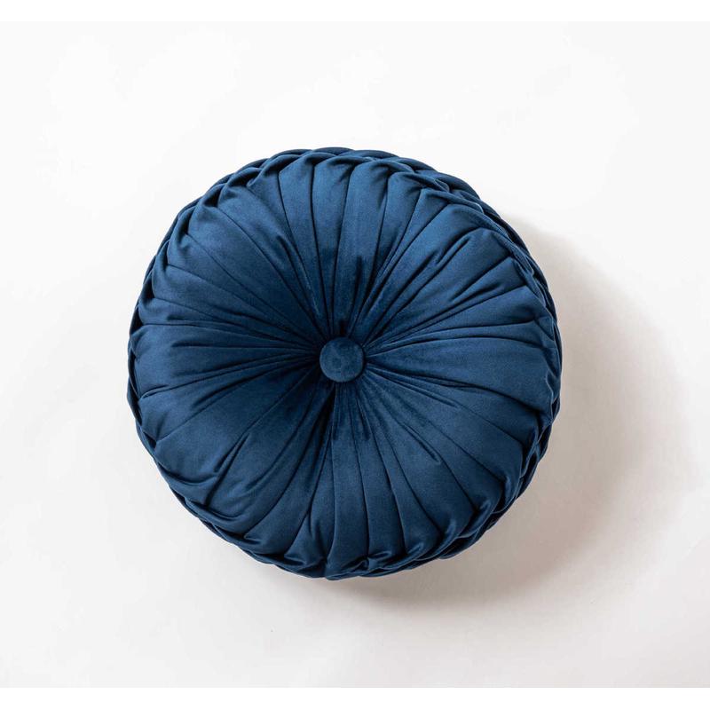 爆款欧式轻奢风手工荷兰绒圆形坐垫抱枕靠枕纯色褶皱飘窗北欧ins