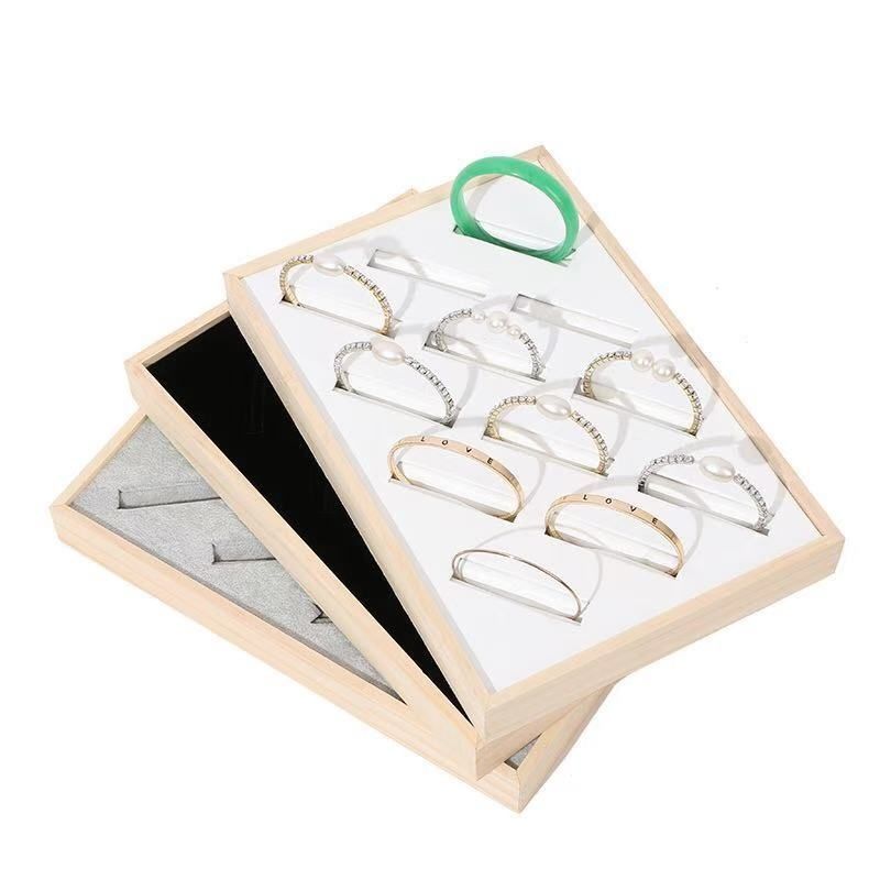 实木首饰手镯展示托盘珠宝玉器银饰收纳盒手镯陈列展示道具展联严