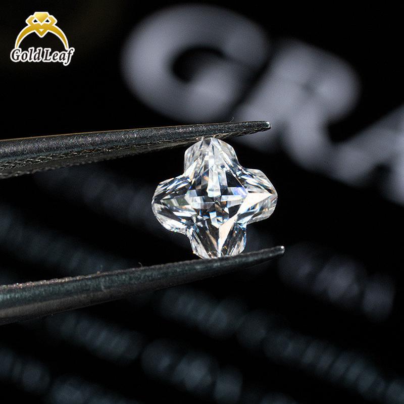 热销厂家现货宝石白色d色莫桑石石裸石人造梅花vvs净度戒面饰品主