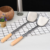 加厚不锈钢锅铲炒菜铁铲子家用厨房防烫炒勺老式 加长手柄大铲炒菜