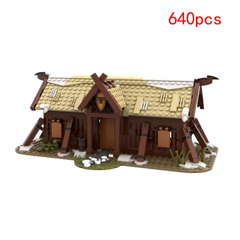 1现货跨境维京长屋雪屋房子moc-102557小颗粒拼装积木建筑模型