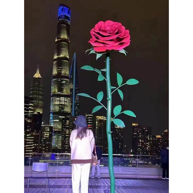 巨型花束美陈仿真大玫瑰装饰景区打卡拍照网红活动道具纸造花朵艺