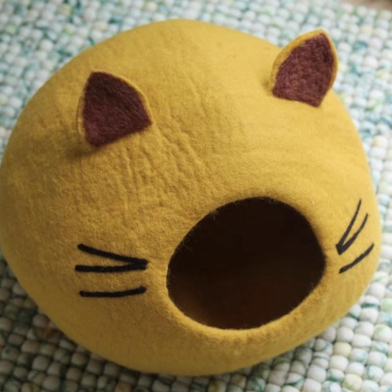 源头工厂手工羊毛毡猫窝加工生产制作厚实保暖猫窝宠物用品