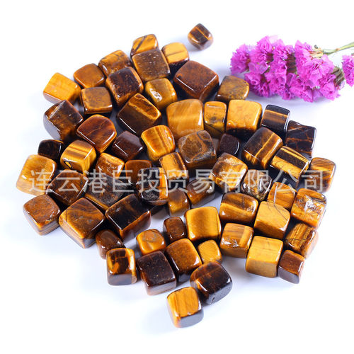 现货虎眼石方形摆件tigereye方块盆景鱼缸园艺家居摆件淘矿