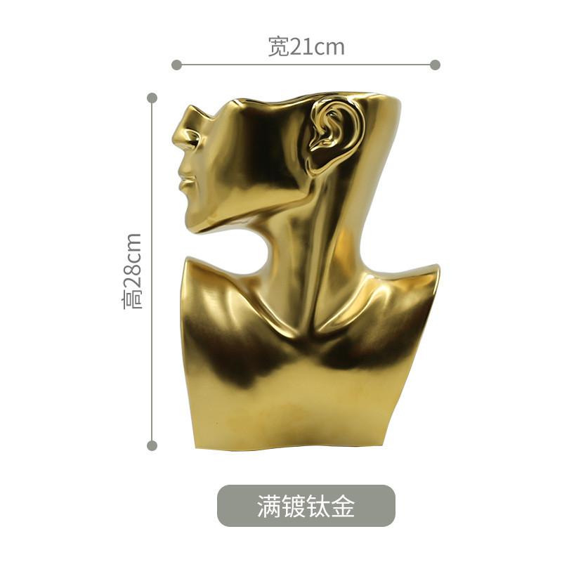 北欧风创意个性人脸陶瓷花盆现代简约陶瓷半身花器家居装饰品摆件