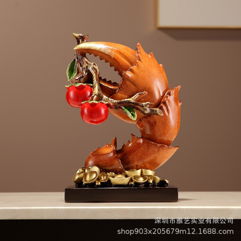 中式有钱有势柿子寓意好的摆件客厅玄关办公室高档装饰工艺品摆设