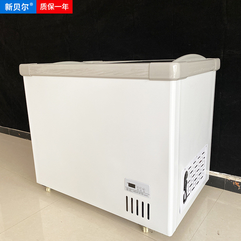 热销透明玻璃岛冰柜商用大容量柜雪糕柜冷藏展示超市冷冻卧式岛柜