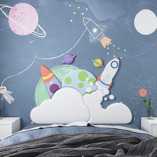 床头板防撞软包个性卡通墙帖儿童房个性装饰贴防撞墙围榻榻米靠垫