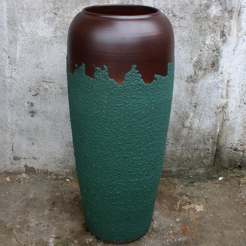 家居装饰现代中式客厅落地大花瓶景德镇花插花器酒店园林粗陶摆件