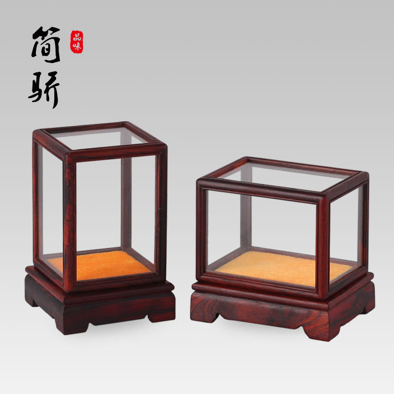 5zv7批发5zv7老挝大红酸枝红木玻璃罩核桃工艺品摆件迷你防尘罩小