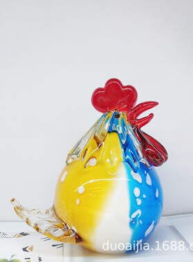 创意玻璃罩夜灯玻璃鸡摆件家居软装样板房装饰穆拉诺玻璃灯罩