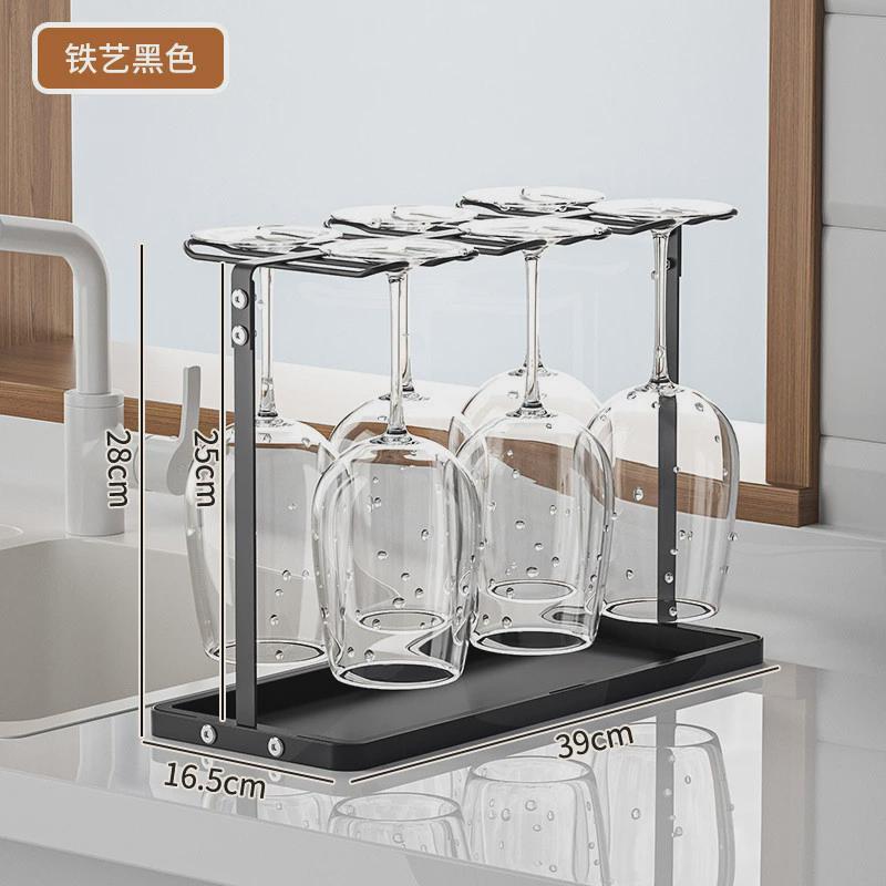 创意家用红酒架摆件实木高脚杯架子欧式悬挂倒挂红酒杯架葡萄装饰