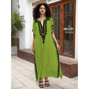 l23170 沙滩长袍人棉绣花度假罩衫 5色