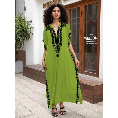 人棉罩衫沙滩绣花度假长袍(5色）l23170   l