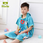 hiturbo儿童浴袍斗篷披风速干巾沙滩游泳连帽卡通潜水防晒海泰博