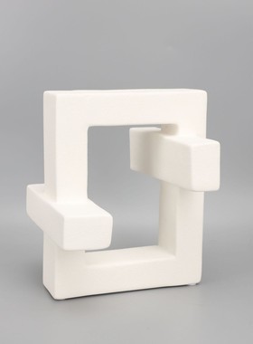 欧式创意堆积白色圆球树脂正方体摆件样板房售楼部卧室书房饰品