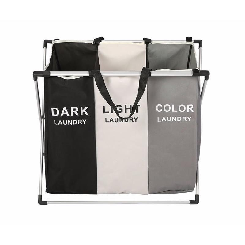 三分格铝折叠大号组装收纳篮牛津布防水架洗衣篮现货1338