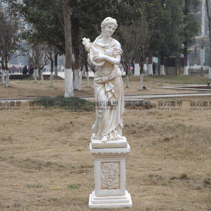 欧式落地人物雕塑像工艺品乐器酒店摆设家居玻璃钢咖啡厅少女摆件