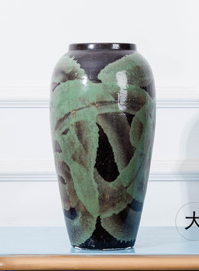 景德镇陶瓷艺术中式摆件抽象落地大花瓶花插家居家具田园风花器