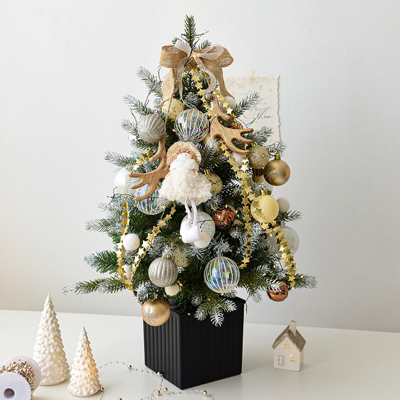 热销圣诞树跨境nuchi摆件迷你金色圣诞树套餐桌面摆件ins家用圣诞