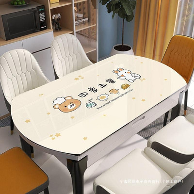新三餐四季椭圆形餐桌垫PVC透明软玻璃防水防油隔热免洗折叠桌布
