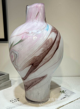 现代高级不规则石榴琉璃花瓶家居创意摆件样板间插花器高级感装饰