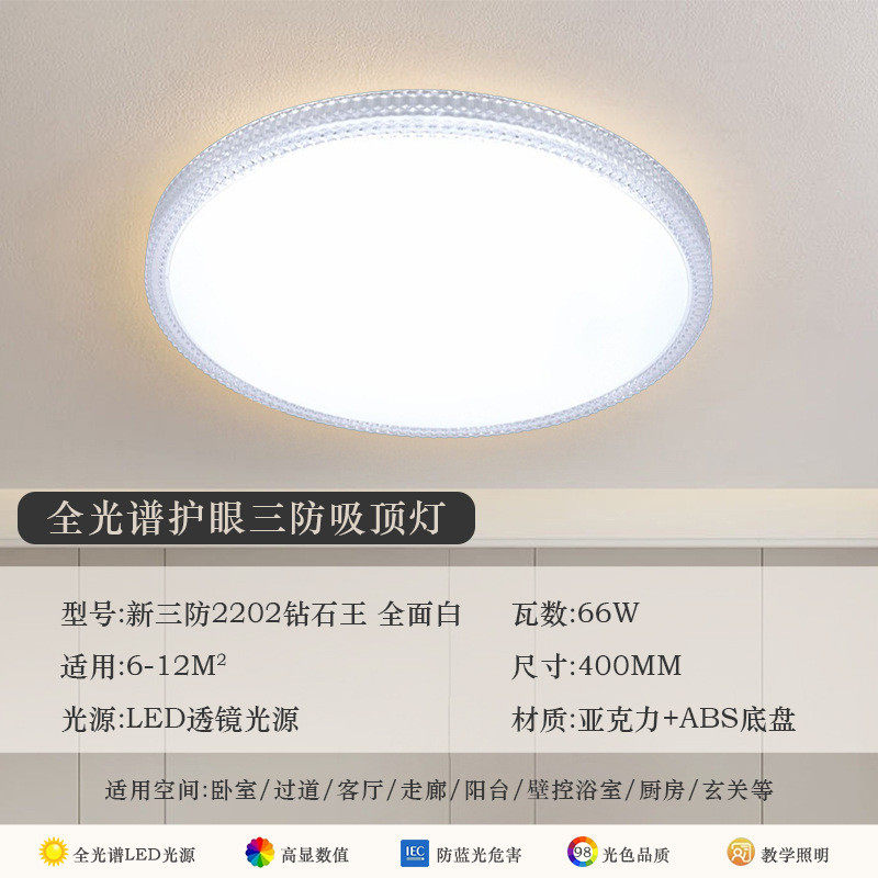 led三吸顶灯吸顶灯圆形亚克力边框图案现代简约房间卧室高亮防