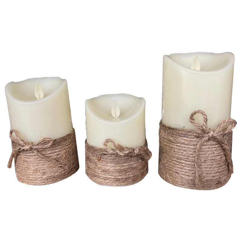 现货遥控电子蜡烛灯摇摆灯芯手工绑麻绳线led仿真假蜡烛婚庆装饰