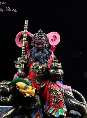 装藏武财神赵公明骑虎文关羽关公摆件客厅桌面五路树脂财神像比干