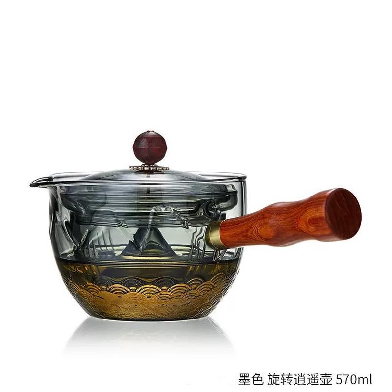 旋转逍遥壶家用侧玻璃茶壶煮茶壶小青柑专用泡茶壶木把把