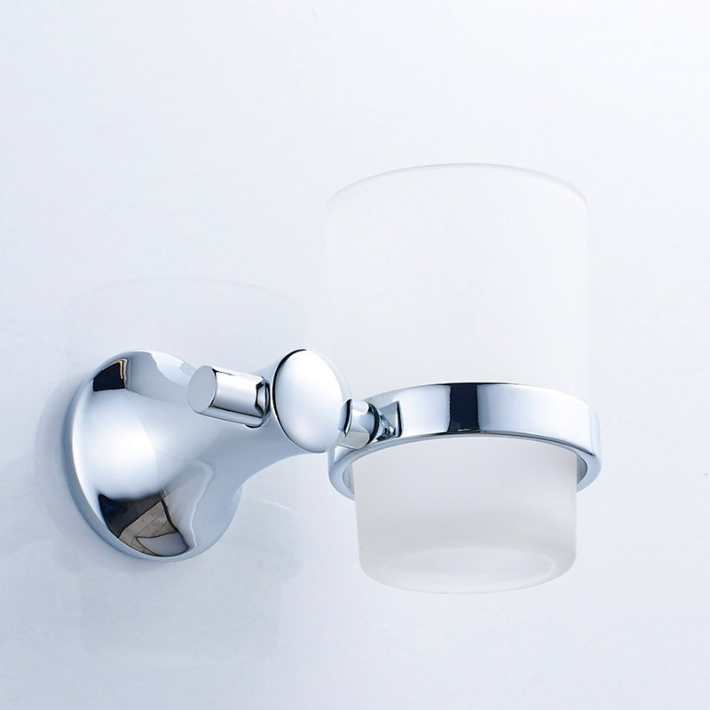 博美锌合金镀铬锌电镀浴室五金挂件简约挂壁漱口牙刷杯架单杯c2