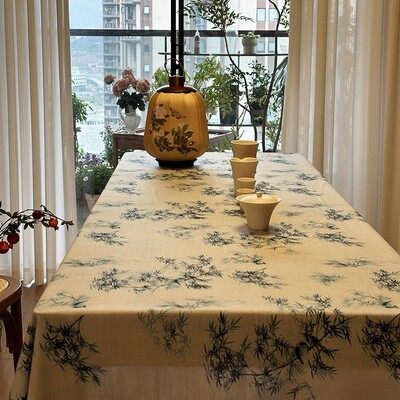 客厅茶几国风法式中古风餐桌圆桌高端棉麻防水禅意新中式桌布文艺