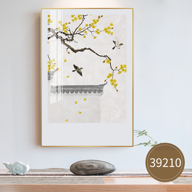 鸟语花香墙面新中式餐厅客厅装饰画沙发背景墙茶室风景餐饮挂画