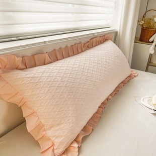 a947双人加长花边枕头套情侣一体长枕套1.2米1.5m1.8米大号长款 枕