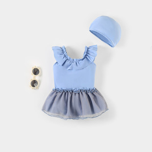 儿童连体泳衣2025新款韩版游泳衣宝宝泳衣女宝可爱纱裙泳装