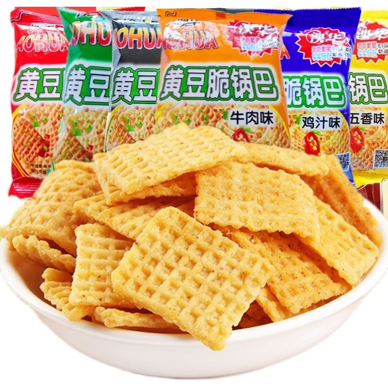 澳华黄豆脆锅巴休闲零食90g*6袋80后怀旧上班小零食老式脆锅巴