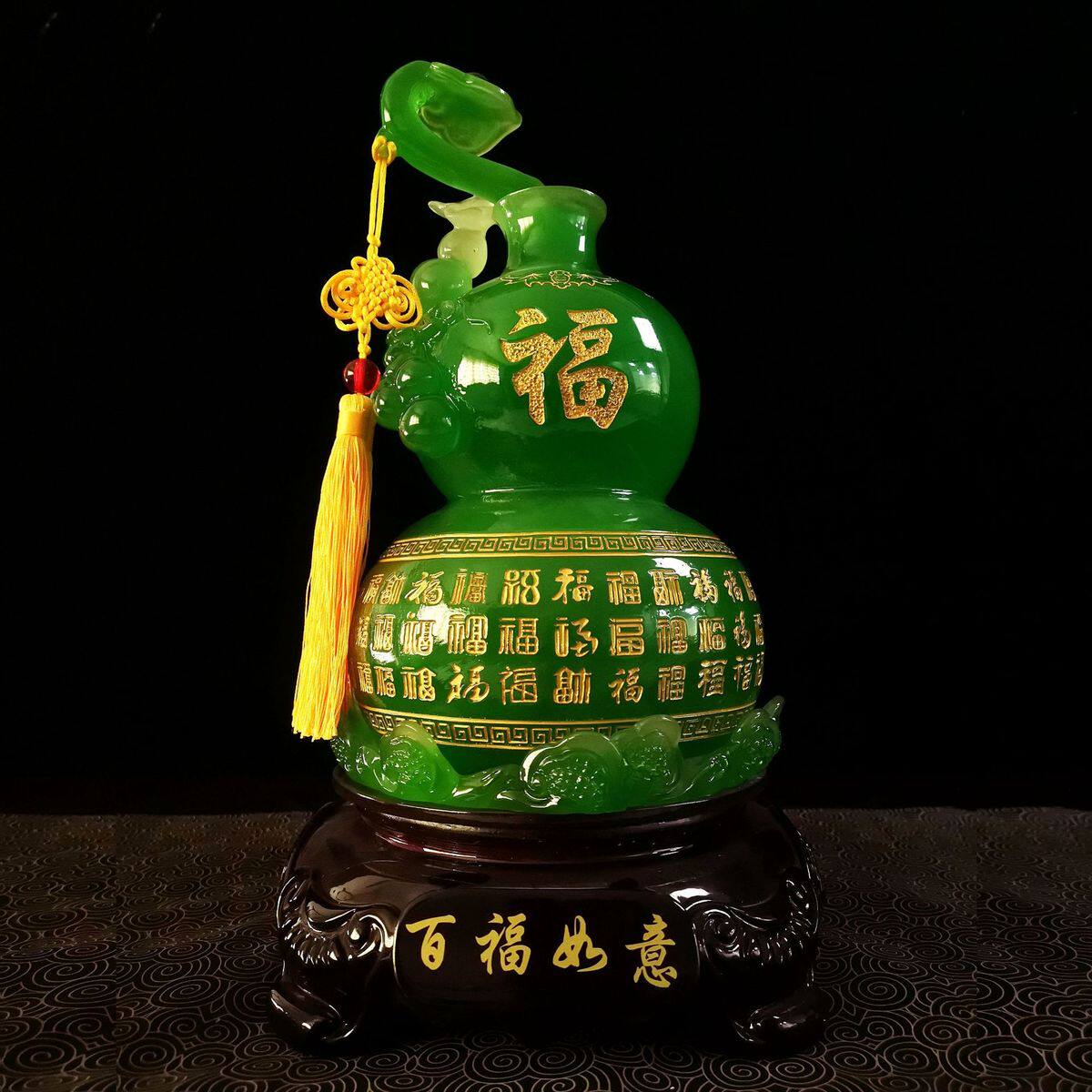 百福如旋转玉葫芦招财摆件客厅电视酒柜桌面装饰摆设开业礼品可意