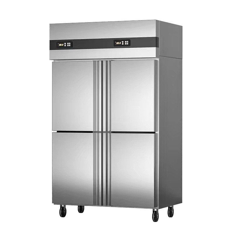 热销商用冷柜四门高身雪柜高不锈钢厨房冷藏冷冻双温立式身柜大容