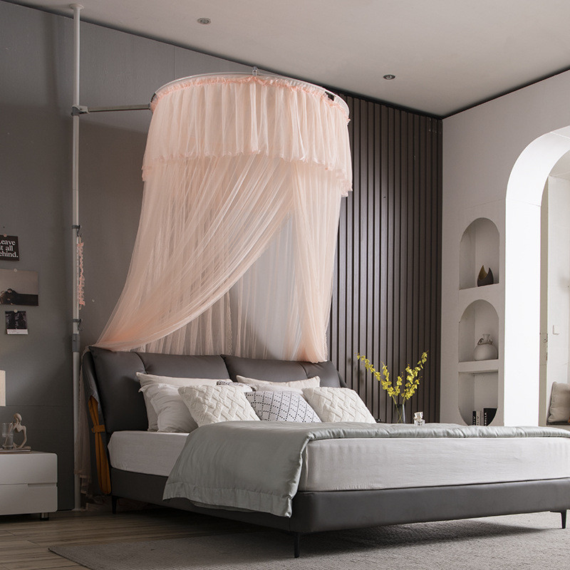 7l8k宫廷蚊帐1.8m床升降杆天地伸缩支架落地圆顶吊顶式家用1.5m榻