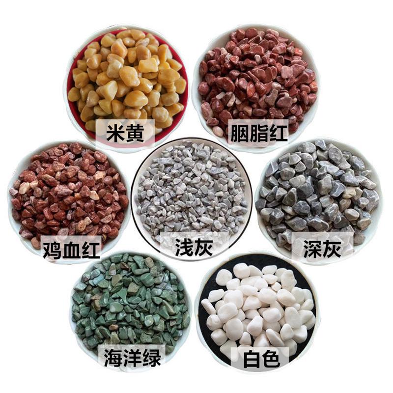 石子直供厂家彩色石子鱼缸造景染色五彩石铺路石子地坪胶粘石子