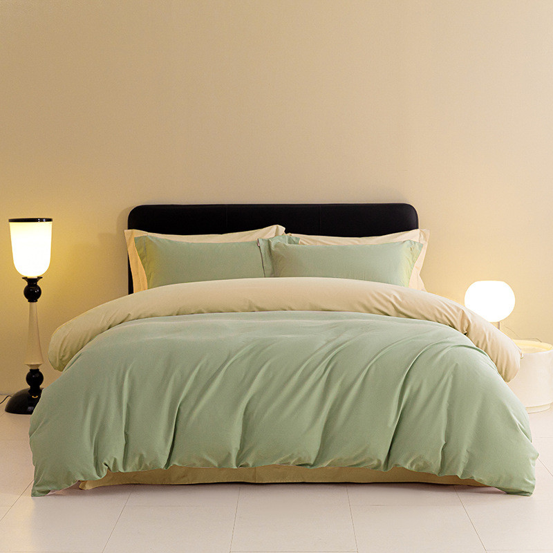 秋冬季100s加厚陶瓷双拼磨毛四件套轻奢全棉色柔软加厚全棉四件套