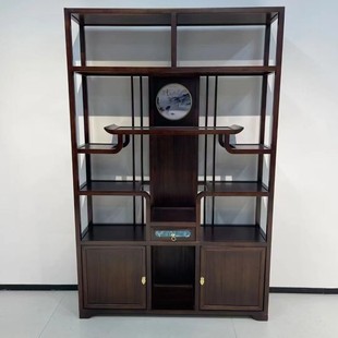 博古架实木茶架紫金收纳展柜全实木置物架檀木茶室工厂直供 新中式