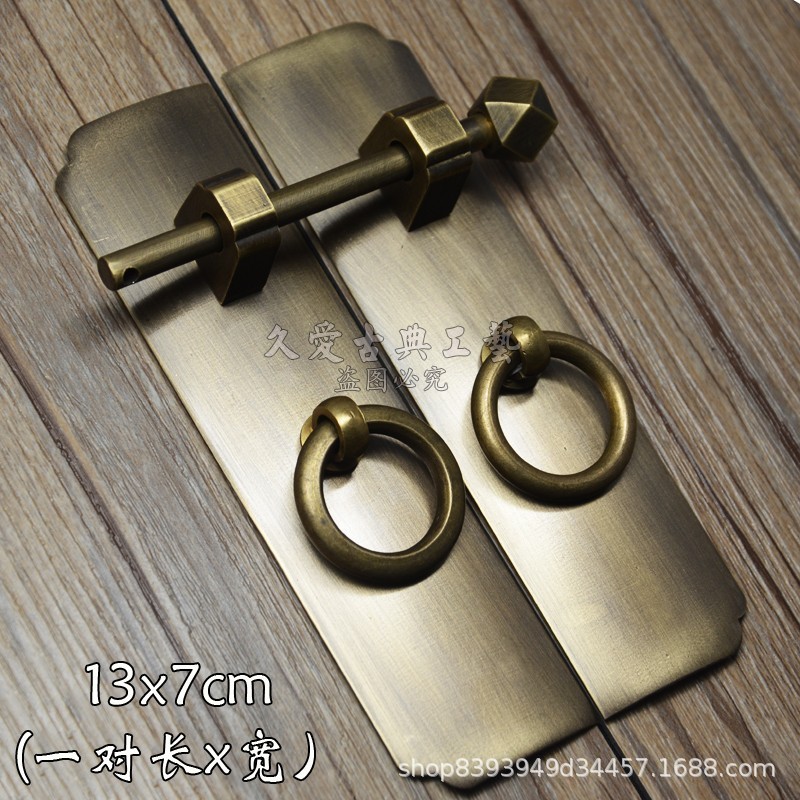 铜满园 仿古铜把手中式纯铜直条衣橱柜门铜拉手 家具黄铜配件