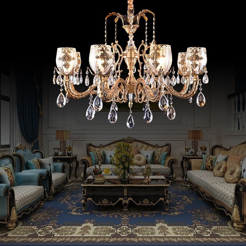 欧式奢华大气客厅水晶吊灯别墅餐厅灯具豪华法式复古卧室全铜吊灯