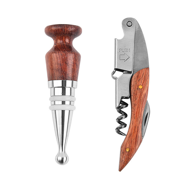 花梨木开瓶器酒塞两件套红酒开瓶器花梨木不锈钢酒塞红酒酒具套装