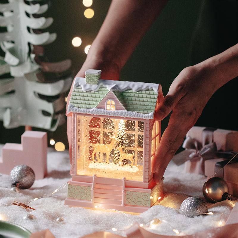 s05圣诞雪屋水晶球音乐盒圣诞节平安夜摆件圣诞节装饰品送礼外贸