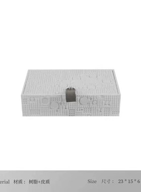 现代简约树脂皮革彩色装饰盒收纳首饰盒创意摆件酒店桌面样板间